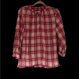St. John's Bay Pink Plaid Blouse